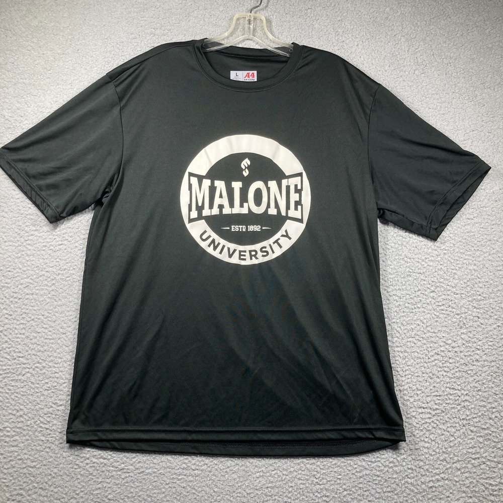 Malone University Pioneers T Shirt Adult‎ Large Black Short Sleeve Lightweight